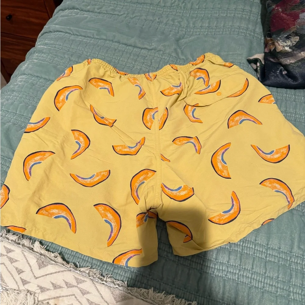 Patagonia Men’s Yellow Baggies with canteloupe